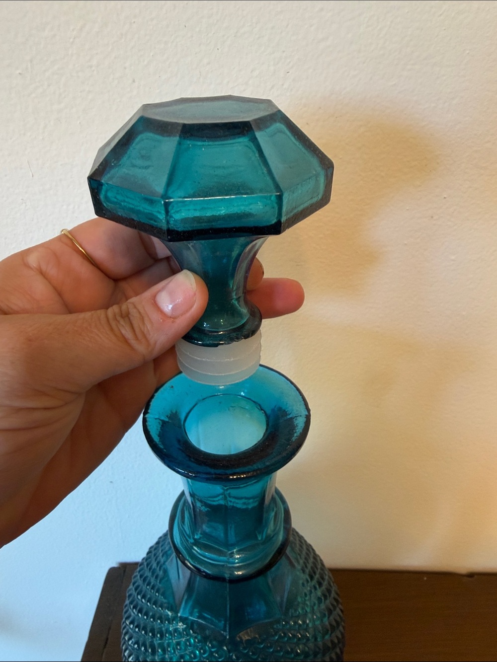 Teal Glass Textured Decanter - Home Accents - Picture 2 of 3
